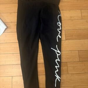 Y2K PINK Victoria's Secret Black Foldover  Leggings - Large